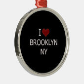 Ich Liebe Brooklyn, NY Silbernes Ornament (Rechts)