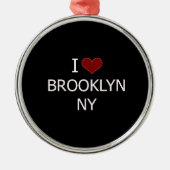 Ich Liebe Brooklyn, NY Silbernes Ornament (Vorne)