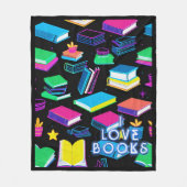 Ich Liebe Bücher farbenfroh Fleecedecke (Vorderseite)