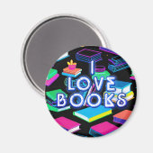 Ich Liebe Bücher farbenfroh Magnet (Vorderseite/Rückseite)