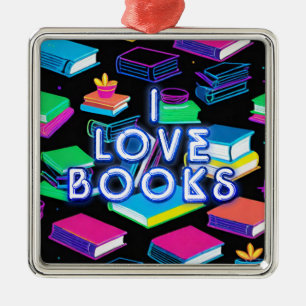 Ich Liebe Bücher farbenfroh Ornament Aus Metall