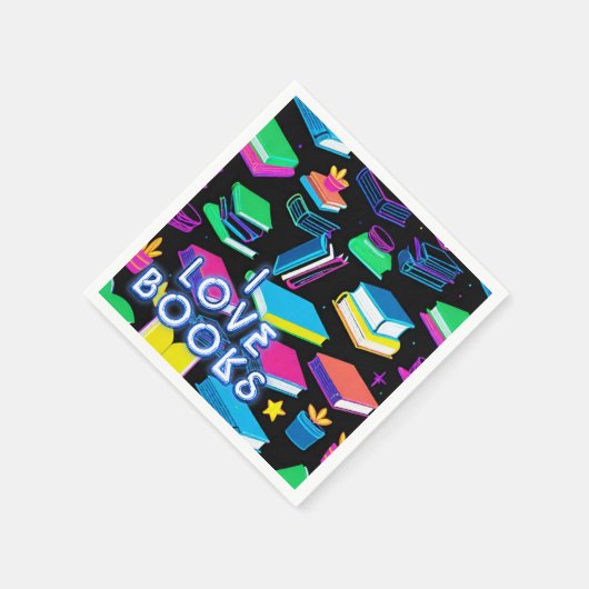 Ich Liebe Bücher farbenfroh Serviette (Ecke)