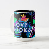 Ich Liebe Bücher farbenfroh Zweifarbige Tasse (Vorderseite Links)