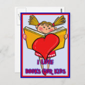Ich Liebe Bücher für Kinder Postkarte (Vorne/Hinten)