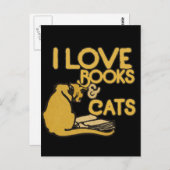 Ich Liebe Bücher und Katzen Postkarte (Vorne/Hinten)