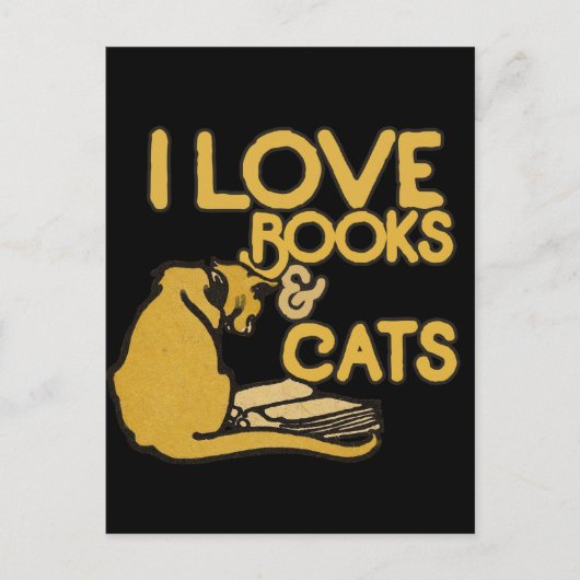Ich Liebe Bücher und Katzen Postkarte (Vorderseite)