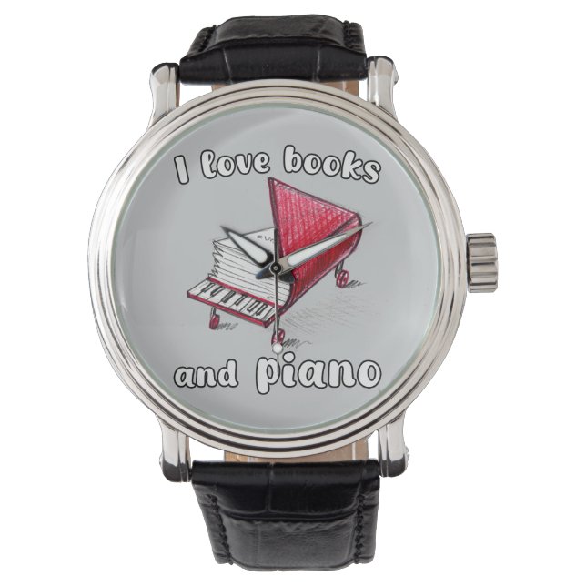 Ich Liebe Bücher und Klavier, authentische Freehan Armbanduhr (Vorderseite)