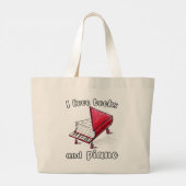 Ich Liebe Bücher und Klavier, authentische Freehan Jumbo Stoffbeutel (Rückseite)