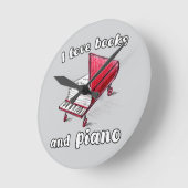 Ich Liebe Bücher und Klavier, authentische Freehan Runde Wanduhr (Winkel)