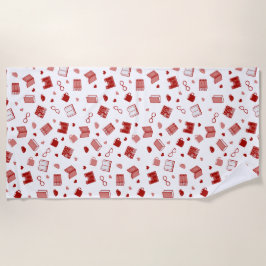 Ich Liebe Bücher und Lesen niedlicher roter Muster Strandtuch