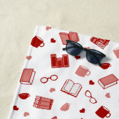 Ich Liebe Bücher und Lesen niedlicher roter Muster Strandtuch (Beispiel)