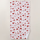 Ich Liebe Bücher und Lesen niedlicher roter Muster Strandtuch (Vorderseite)