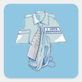 Ich Liebe bügelt lustiges Eisen Quadratischer Aufkleber (Vorderseite)