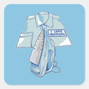 Ich Liebe bügelt lustiges Eisen Quadratischer Aufkleber