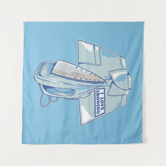 Ich Liebe bügelt lustiges Eisen Wandteppich (Vorderseite (Horizontal))