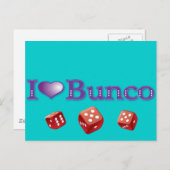 Ich Liebe Bunco mit Red Dice Postkarte (Vorne/Hinten)