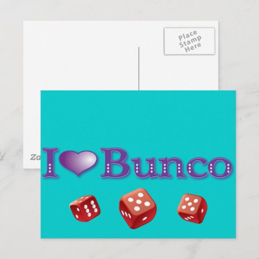 Ich Liebe Bunco mit Red Dice Postkarte (Vorne/Hinten)