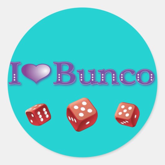 Ich Liebe Bunco mit Red Dice Runder Aufkleber (Vorderseite)