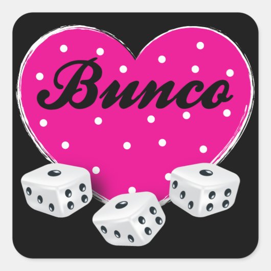Ich Liebe Bunco Valentines Herz mit Würfeln Quadratischer Aufkleber (Vorderseite)