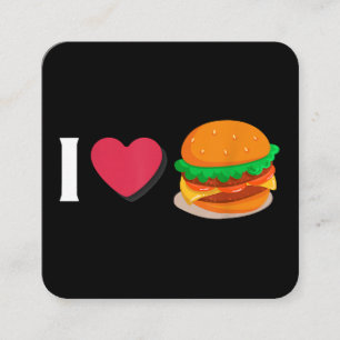 Ich liebe Burger Cheeseburger ungesunde Ernährung  Quadratische Visitenkarte