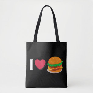 Ich liebe Burger Cheeseburger ungesunde Ernährung Tasche