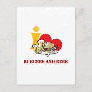 Ich Liebe Burgers und Bier Ah der Hamburger Postkarte