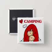 Ich liebe Camping T-Shirts und Geschenke Button (Vorne & Hinten)