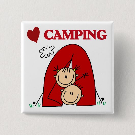 Ich liebe Camping T-Shirts und Geschenke Button (Vorderseite)