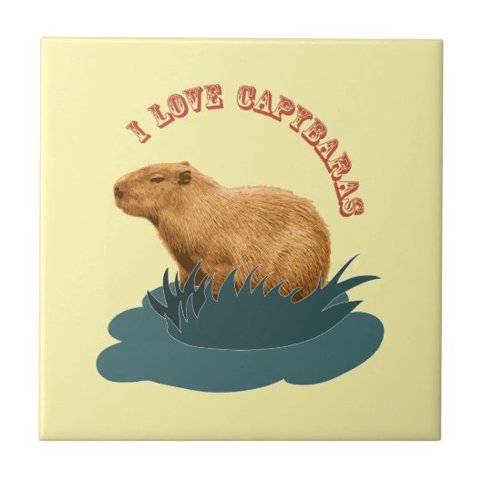 Ich liebe Capybaras Niedliches Capybara-Fan Fliese (Vorderseite)