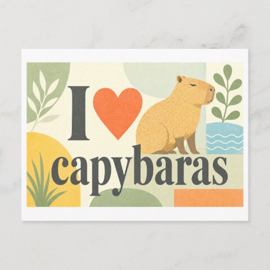 "Ich [liebe] Capybaras" Postkarte (Vorderseite)