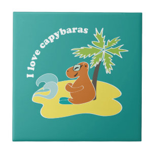Ich liebe Capybaras Tropical Beach Art Fliese