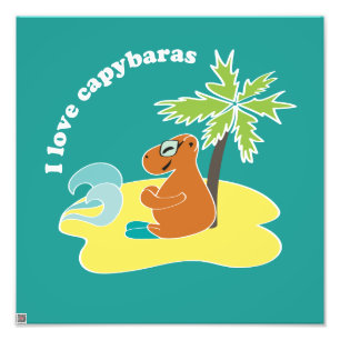 Ich liebe Capybaras Tropical Beach Art Fotodruck