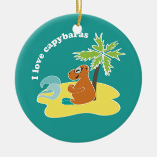 Ich liebe Capybaras Tropical Beach Art Keramikornament