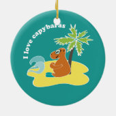 Ich liebe Capybaras Tropical Beach Art Keramikornament (Hinten)