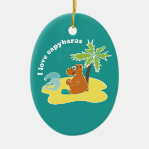 Ich liebe Capybaras Tropical Beach Art Keramikornament