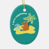 Ich liebe Capybaras Tropical Beach Art Keramikornament (Hinten)