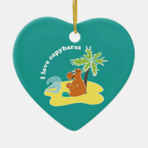 Ich liebe Capybaras Tropical Beach Art Keramikornament