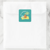 Ich liebe Capybaras Tropical Beach Art Quadratischer Aufkleber (Tasche)