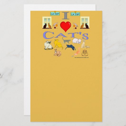 Ich Liebe Cat's Briefpapier (Vorne/Hinten)