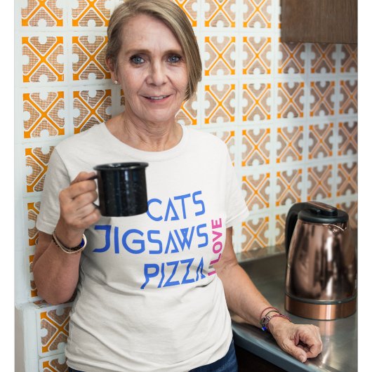 Ich Liebe Cats JigSäge Pizza T-Shirt