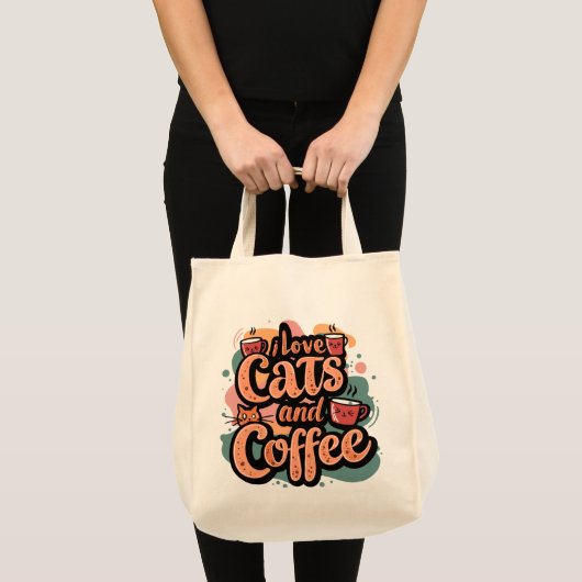 Ich Liebe Cats und Kaffee Totbeutel Tragetasche (Vorderseite (Produkt))
