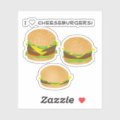 Ich liebe Cheeseburger Aufkleber (Blatt)
