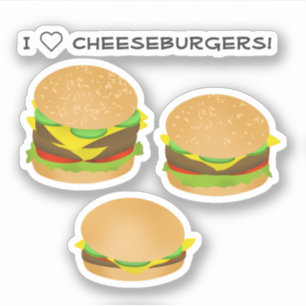 Ich liebe Cheeseburger Aufkleber