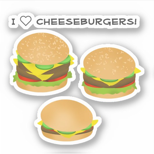 Ich liebe Cheeseburger Aufkleber (Vorderseite)