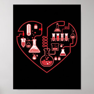 Ich liebe Chemie Herz Wissenschaft für Lehrer und  Poster