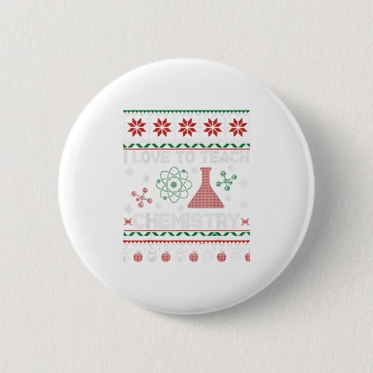 Ich Liebe Chemie zu lehren Weihnachtsgeschenk Button (Vorderseite)