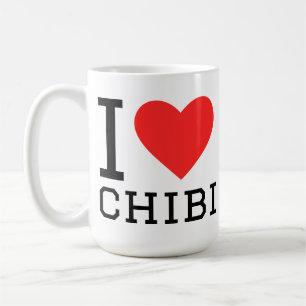Ich liebe Chibi-Quadrat-Aufkleber  Kaffeetasse