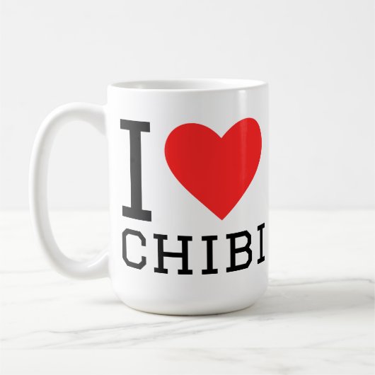 Ich liebe Chibi-Quadrat-Aufkleber  Kaffeetasse (Links)