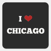 Ich liebe Chicago Knopf Quadratischer Aufkleber (Vorderseite)