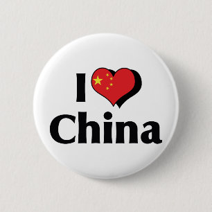 Ich liebe China-Flagge Button